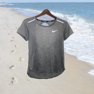 Nike Running Short Sleeve, Open-Back Athletic Shirt Gray